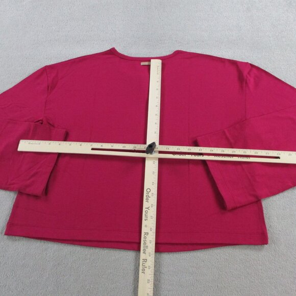 Lunya Slumberknit Long Sleeve Henley Short Set Womens XS Pomegranate Red Pajamas - Picture 7 of 16